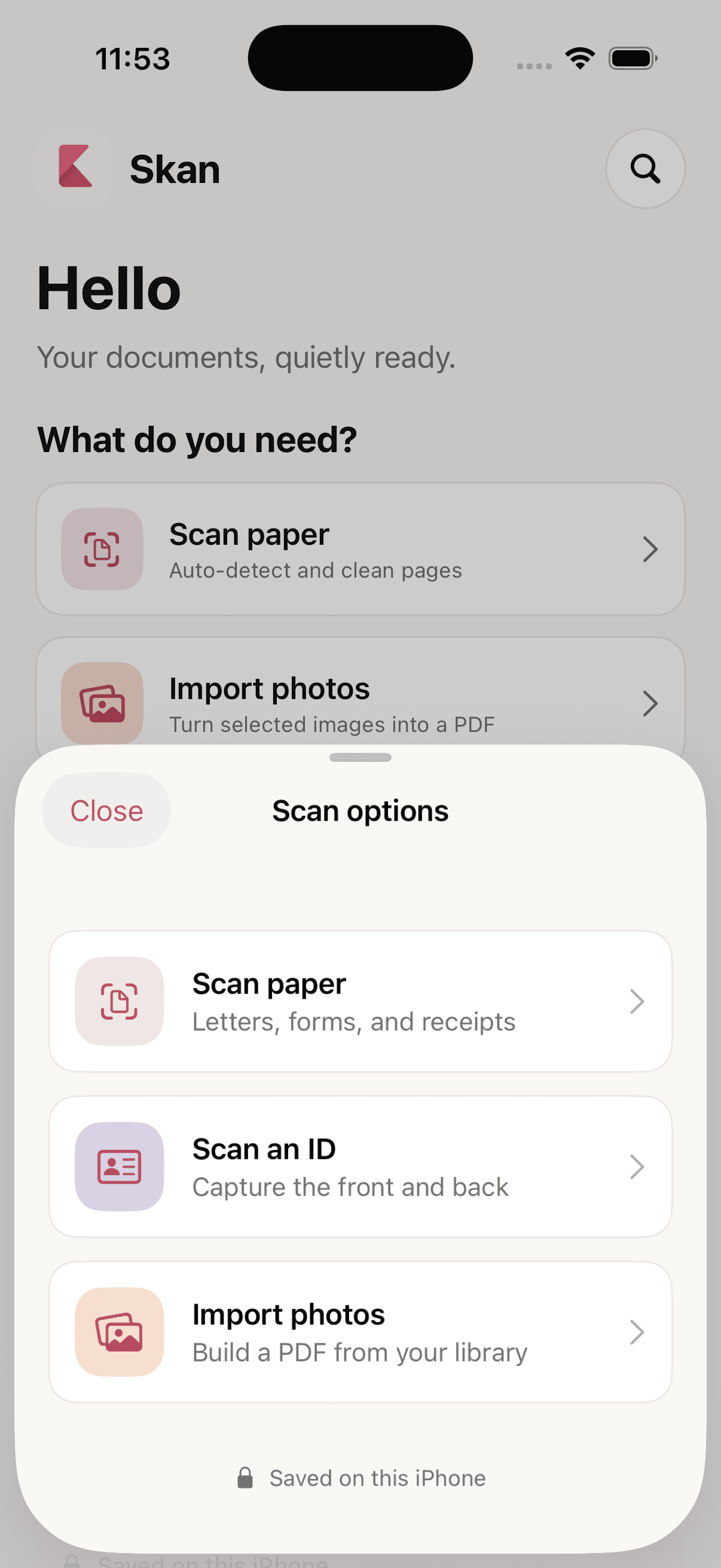 Skan document capture options