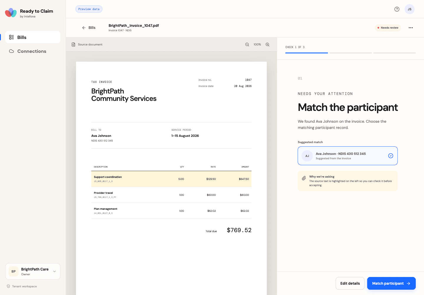 Easy Bills guided bill review