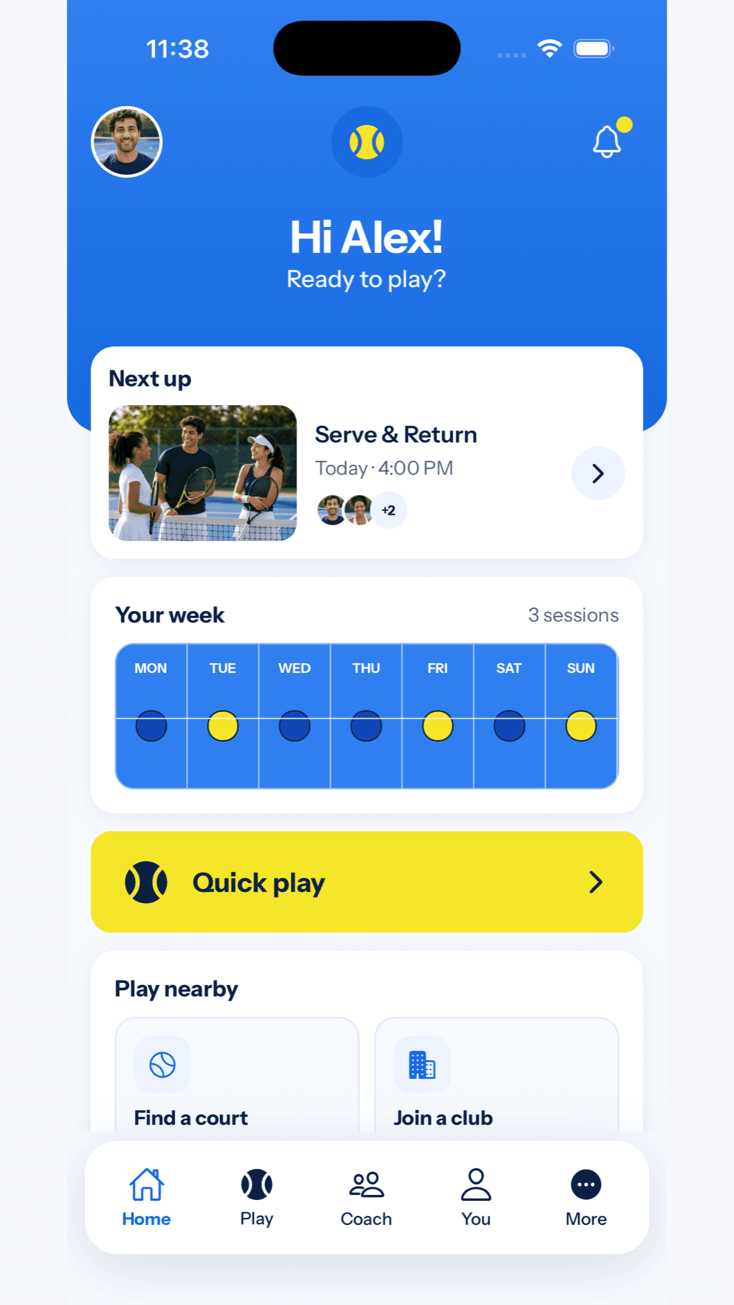 Tennis Together interface